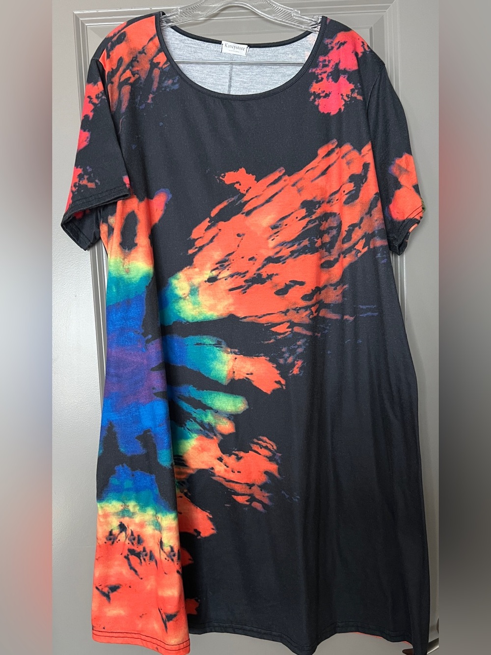 Black Rainbow Tie-Dye Dress WITH POCKETS